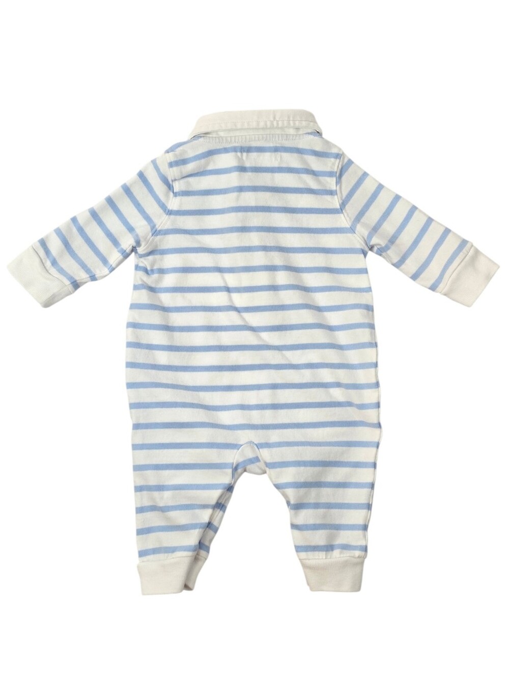 Ralph Lauren Baby Boy Striped Polo Romper Jumpsuit Blue White 3M Cotton Preppy - Picture 5 of 8